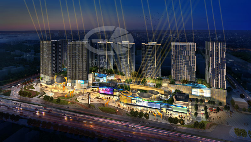 商業廣場景觀照明設計效果圖一